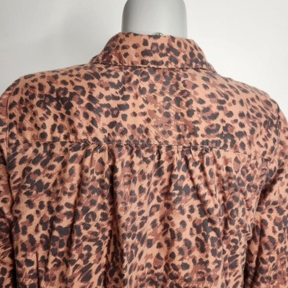 Aerie Leopard Print Button Down Pajama Long Sleeve Top Size M - Picture 7 of 11